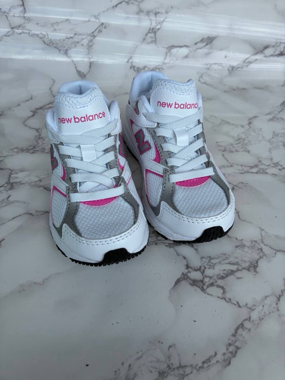 Kids New Balance 408 Bungee Lace White & Pink Sneakers P40826U US Size 11